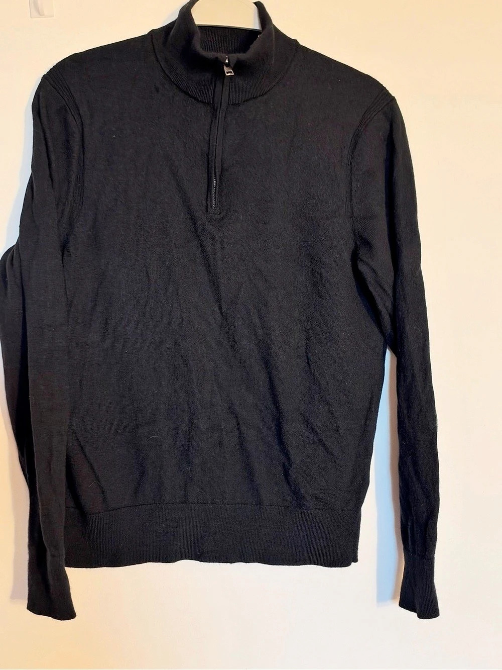 Banana Republic Italian Merino Half-Zip Sweater Men's Medium Black